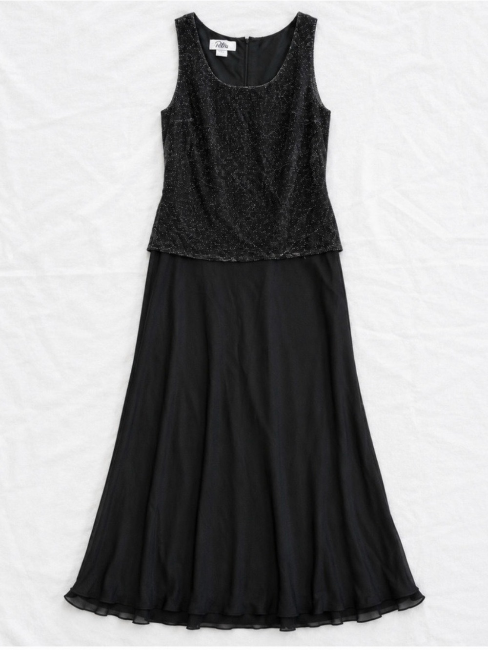 Patra Vintage Black Metallic Shift Dress Womens 10 Medium